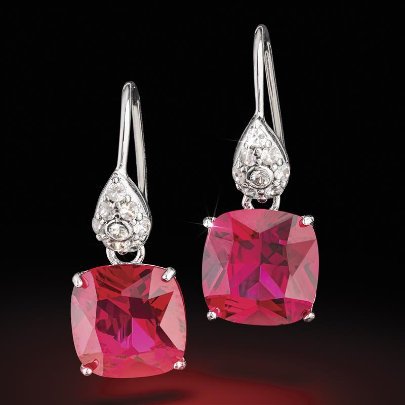 Lab-Created Ruby Valentine's Day Earrings